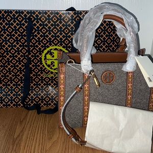 Tory Burch Blake Felt Small Tote Crossbody Portobello Grey